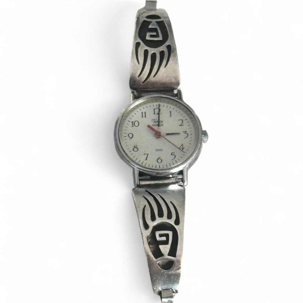 Vintage Native American Sterling Silver Ladies Timex Wristwatch Needs Battery